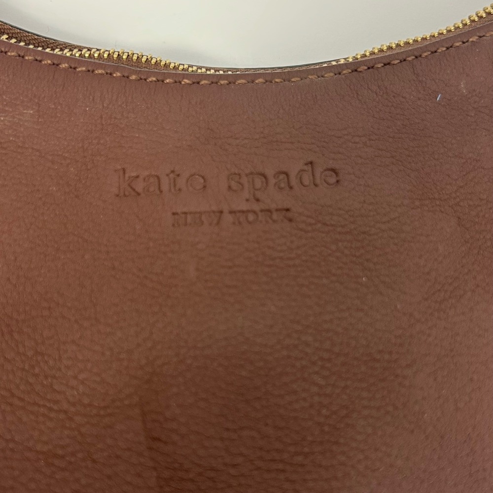 Kate Spade New‎ York Leather Hobo Shoulder Bag Purse Brown Gold Tone Hardware - Picture 10 of 16